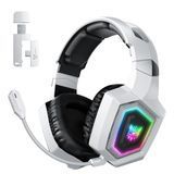 Игровая беспроводная гарнитура Onikuma GT-76 с микрофоном и RGB подсветкой, геймерские наушники для ПК и телефона Белый 78397 фото