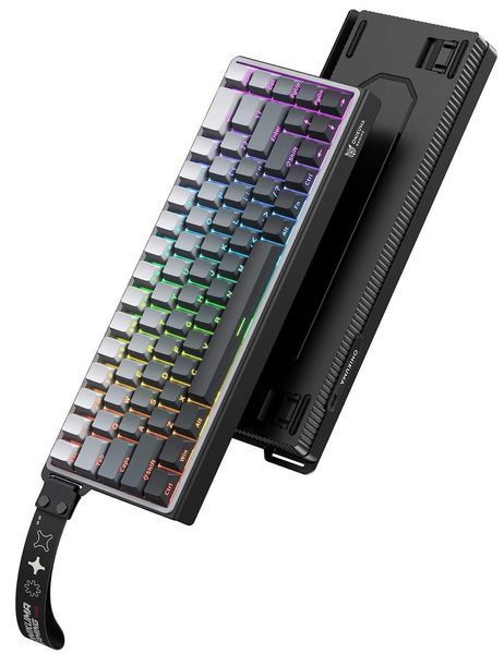 Игровая клавиатура беспроводная Onikuma, RGB подсветка, Bluetooth и USB адаптер 2.4GHz для ПК и ноутбука Серый 427897 фото