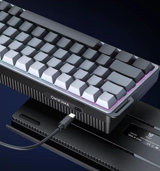 Игровая клавиатура беспроводная Onikuma, RGB подсветка, Bluetooth и USB адаптер 2.4GHz для ПК и ноутбука Серый 427897 фото