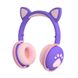 Дитячі бездротові стерео навушники з котячими вушками і LED підсвічуванням Фіолетово-рожевий 1506164997 фото 1