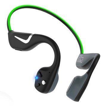 Костные беспроводные наушники Paramita DV68 Open Ear Спортивные Bluetooth наушники с костной проводимостью и влагозащитой IP67 Чёрный с зелёным 794377 фото