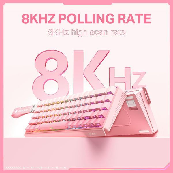 Розовая игровая клавиатура для ПК Onikuma G-96 с RGB подсветкой, механическая, геймерская беспроводная клавиатура для игр 4784377 фото