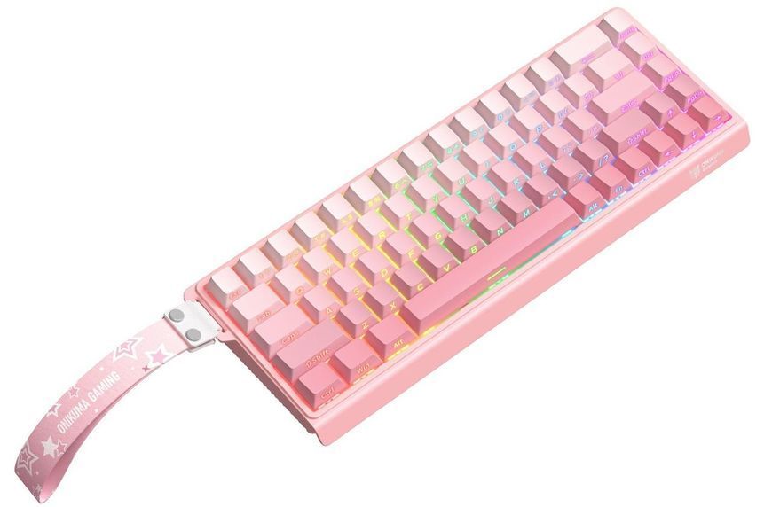 Розовая игровая клавиатура для ПК Onikuma G-96 с RGB подсветкой, механическая, геймерская беспроводная клавиатура для игр 4784377 фото
