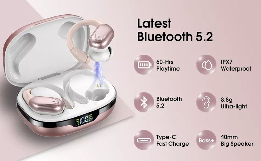 Беспроводные спортивные Bluetooth наушники TWS BX17, водонепроницаемые, с индикатором заряда Женские наушники TWS-X17 фото