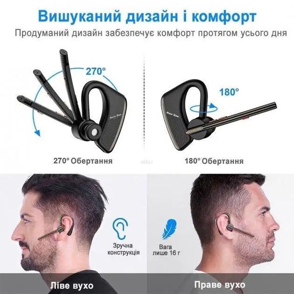 Беспроводная Bluetooth-гарнитура New Bee M51 с активным шумуподавлением и зарядным рейсом Черная (QCC4) 54123 фото