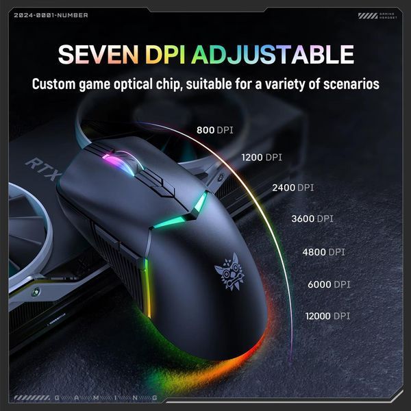 Игровая мышь Onikuma CW-98 Pro беспроводная, 12000 DPI, RGB подсветка, 3 режима подключения, геймерская мышка для ПК, ноутбука, Windows / Mac 74387 фото