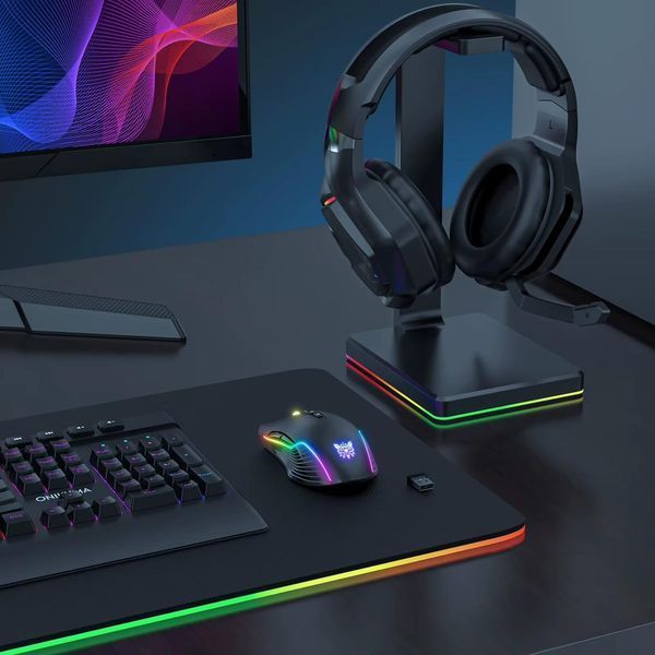 Игровая беспроводная мышка Onikuma C105 для ПК и ноутбука, USB адаптер 2.4 GHz, RGB-подсветка, 7 кнопок, 3600 DPI, аккумуляторная 57837 фото
