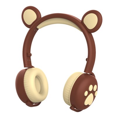 Безпровідні дитячі навушники з медвежими вушками, LED підсвіткою та мікрофоном Подарункові Коричневий 5889673 фото