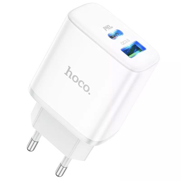 Сетевой адаптер питания Hoco C105A 20W Type-C и USB с быстрой зарядкой и кабелем Type-c to Type-c в комплекте