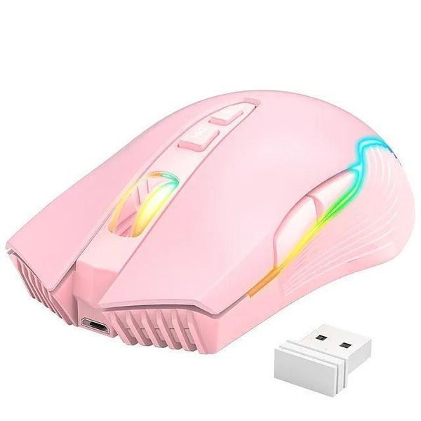 Беспроводная игровая мышка Onikuma CW15, RGB подсветка, 3600 DPI, для ПК и ноутбука Розовый 5784397 фото
