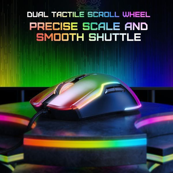 Геймерская мышка Onikuma C22 с RGB подсветкой, 6400 DPI, проводная игровая мышь для компьютера и ноутбука, бесшумная 5748397 фото