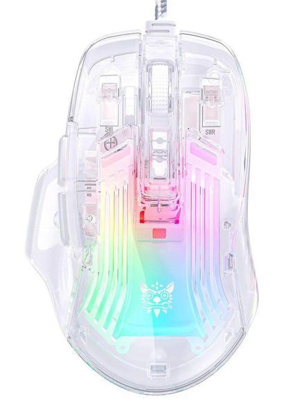 Игровая проводная мышка для ПК Onikuma C93, RGB подсветка, 12800 DPI Геймерская мышь для ноутбука, прозрачный корпус 43789 фото
