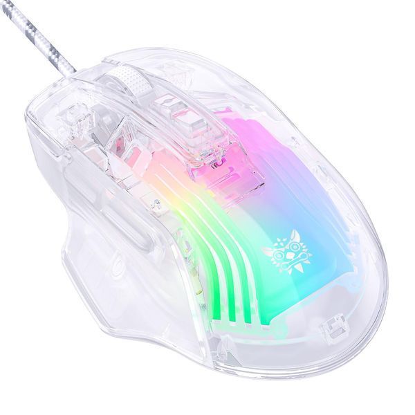 Игровая проводная мышка для ПК Onikuma C93, RGB подсветка, 12800 DPI Геймерская мышь для ноутбука, прозрачный корпус 43789 фото