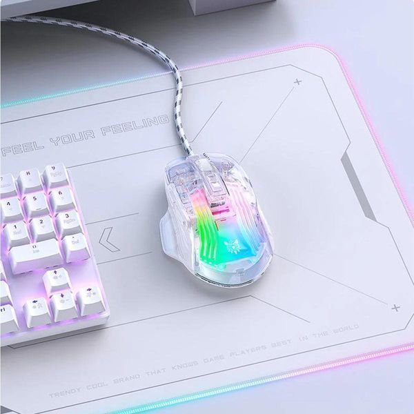 Игровая проводная мышка для ПК Onikuma C93, RGB подсветка, 12800 DPI Геймерская мышь для ноутбука, прозрачный корпус 43789 фото