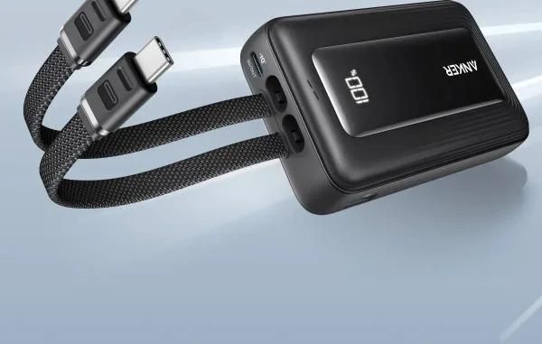 Павербанк Anker 20000 mAh 45W з 2 вбудованими кабелями, швидкою зарядкою та LED дисплеєм Power Bank для телефону, ноутбуку та роутера 774893 фото