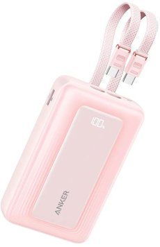 Павербанк Anker 20000 mAh 45W Power Bank з вбудованими кабелями, швидка зарядка PD, наскрізна зарядка, LED дисплей, зовнішній акумулятор УМБ Рожевий 748397 фото