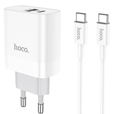 Зарядное устройство Hoco C80A Rapido Type-C PD20W USB QC3.0 с кабелем Type-C to Type-C Белый