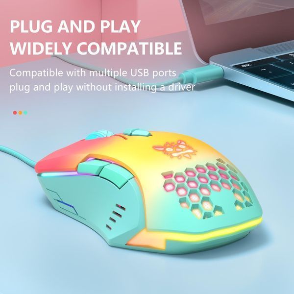 Геймерская проводная мышка Onikuma C12, 6400 DPI, игровая мышь для ПК и ноутбука, 7 кнопок, RGB подсветка 74877 фото