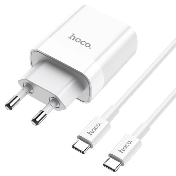 Зарядний пристрій Hoco C80A Rapido Type-C PD20W USB QC 3.0 з кабелем Type-C to Type-C Білий