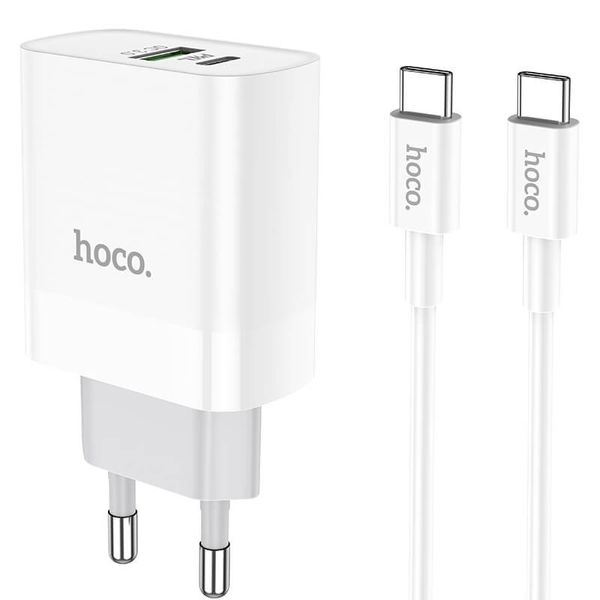 Зарядний пристрій Hoco C80A Rapido Type-C PD20W USB QC 3.0 з кабелем Type-C to Type-C Білий