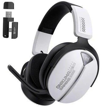 Игровые наушники беспроводные Onikuma с шумоподавлением, RGB подсветкой и микрофоном Bluetooth 5.4 геймерская гарнитура Белый 475837 фото