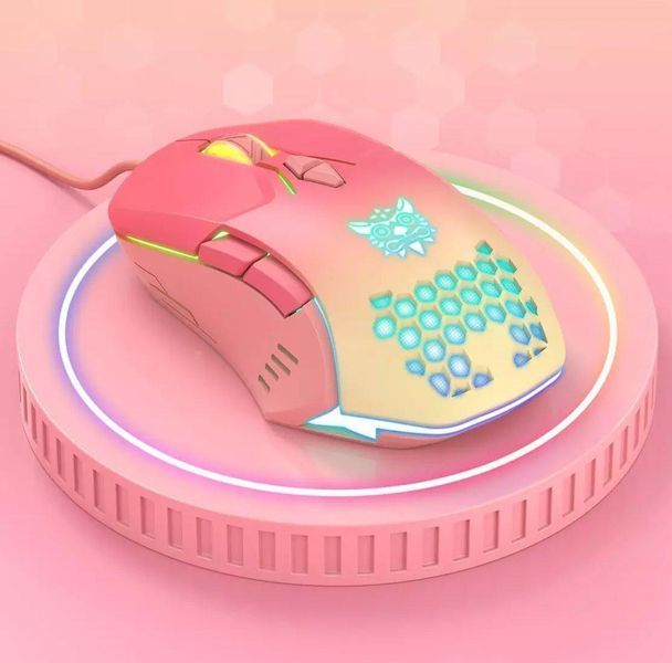 Розовая геймерская мышь Onikuma C15 с RGB подсветкой и 800-6400 DPI, проводная игровая мышка для ПК и ноутбука 4578937 фото