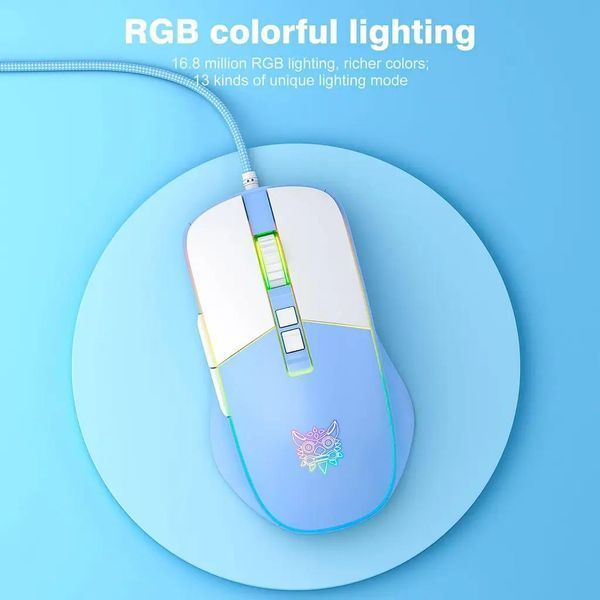 Ігрова мишка Onikuma C-16 для ПК та ноутбука, дротова геймерська миша з RGB підсвіткою, 7200 DPI, 8 кнопок, USB, ергономічна 437978 фото