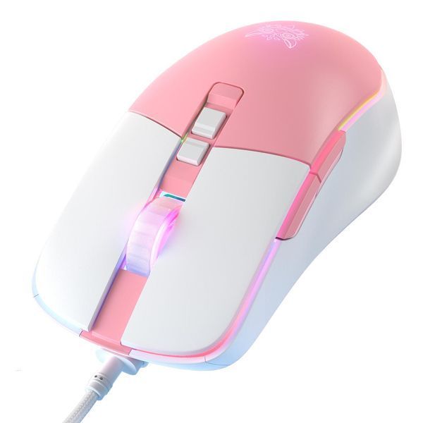 Розовая игровая мышка ONIKUMA C16 с RGB подсветкой, 7200 DPI, 8 кнопок, проводная для ПК и ноутбука 48577 фото