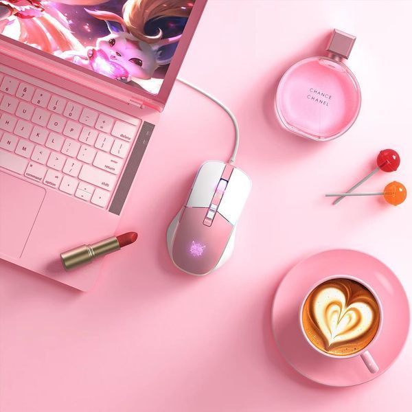 Розовая игровая мышка ONIKUMA C16 с RGB подсветкой, 7200 DPI, 8 кнопок, проводная для ПК и ноутбука 48577 фото
