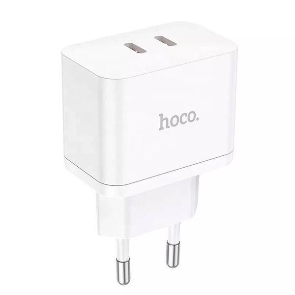 Сетевое зарядное устройство быстрой зарядки Hoco N29 2хType-C PD 35W в комплекте с кабелем Type-C - Type-C Белый