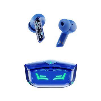 Игровые беспроводные наушники X8 с микрофоном, шумоподавлением, LED-подсветкой и низкой задержкой Синий 57827 фото