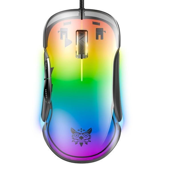 Геймерська дротова мишка Onikuma C24 з RGB підсвіткою, прозорий корпус, 800-7200 DPI, Dual Scroll, ігрова миша для ПК 567787 фото