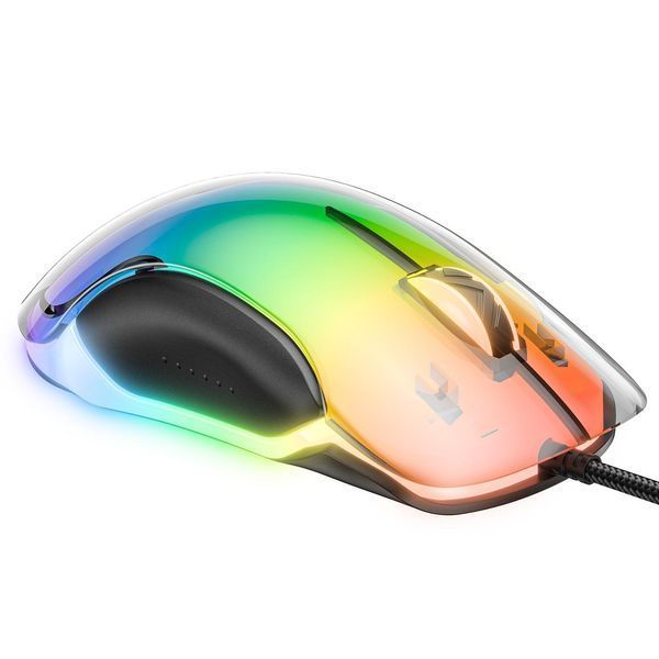 Геймерська дротова мишка Onikuma C24 з RGB підсвіткою, прозорий корпус, 800-7200 DPI, Dual Scroll, ігрова миша для ПК 567787 фото
