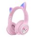 Рожеві безпровідні навушник-Bluetooth дитячі AKZ-01 з RGB-підсвіткою і вбудованим мікрофоном 345678 фото 1