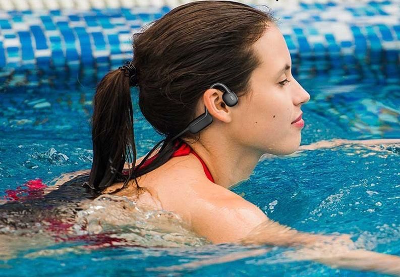 Беспроводные спортивные костные наушники для плавания Langsdom Opetec Swim 1 со встроенной памятью 32G Чёрные 87967 фото