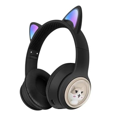 Дитячі бездротові Bluetooth-навушники AKZ-01 з RGB-підсвіткою і вбудованим мікрофоном Чорний 47839 фото