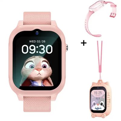 Smart watch дитячий рожевий Lemfo K26 з GPS, відеодзвінком, HD камерою та 2 додатковими корпусами в комплекті 73298 фото