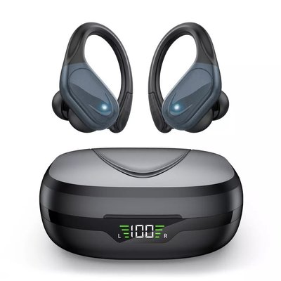 Водонепроникні бездротові навушники чорного кольору для спорту TWS BX17 з індикатором заряду X17-Black фото