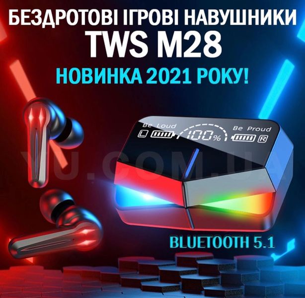 Беспроводные игровые наушники TWS M28 Наушники с зарядным кейсом, микрофоном и сенсорами M28-TWS фото