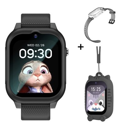 Чорний смарт годинник дитячий Lemfo K26 з GPS, відеодзвінком, HD камерою та 2 додатковими корпусами в комплекті 738927 фото