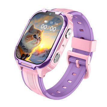 Детские умные смарт-часы D55 с GPS трекером, прослушиванием, SIM-картой, Wi-Fi, Android 8.1, 16 ГБ памяти, кнопкой SOS и AI-поддержкой 4G Розовый 78437 фото