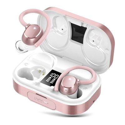 Бездротові спортивні водонепроникні навушники TWS Q25 з індикатором заряду та павербанком Рожевий 1859344759 фото