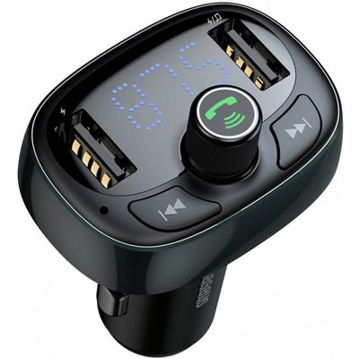 Автомобільний зарядний FM трансміттер Baseus T-typed MP3 S-09 з LED-дисплеєм, 2 USB-портами  Baseus-S-09 фото