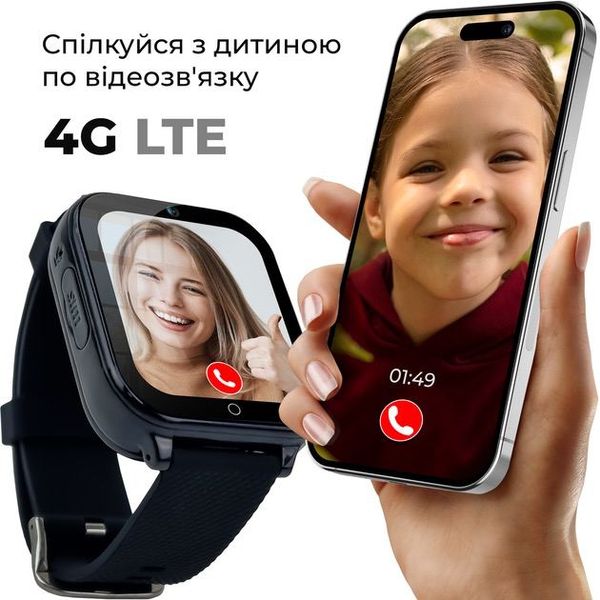 Дитячий smart watch чорний Lemfo T27 з GPS трекером, камерою, голосовим та текстовим чатом. Операційна система Android OS 4G 477839 фото