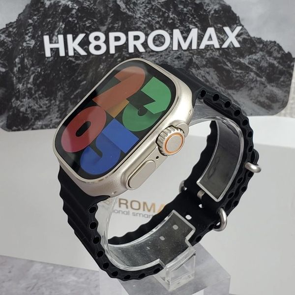 Умные смарт часы HK8 Pro Max ULTRA AMOLED 49 mm Наручные безрамочные часы с беспроводной зарядкой и поддержкой украинского языка Черный 87541 фото