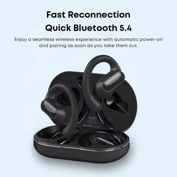 Беспроводные спортивные bluetooth наушники Langsdom TS05 Open-Ear с направленным звуком и микрофоном Black 341232 фото