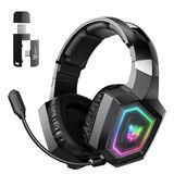 Бездротові ігрові навушники Onikuma з мікрофоном, 7.1 звук, Bluetooth 5.4, 2.4GHz адаптер, RGB підсвітка, до 60 годин роботи, гарнітура для ПК, PS5, PS4, телефону 742787 фото