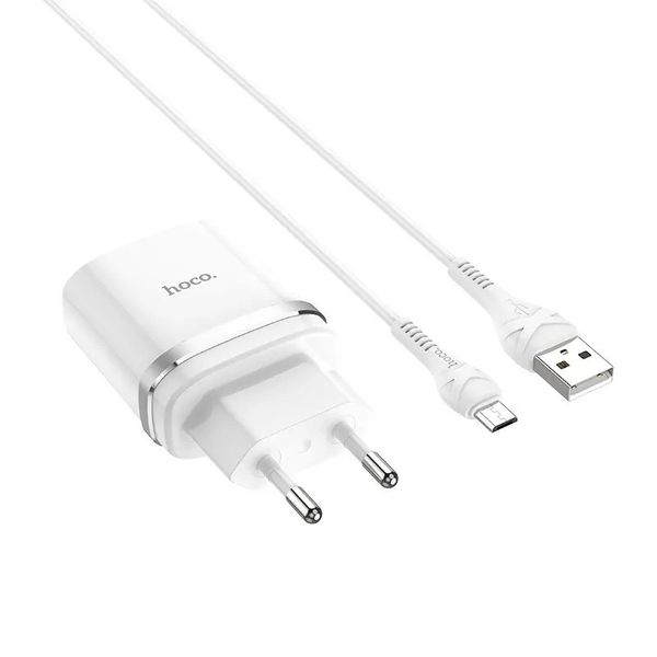 Сетевое зарядное устройство Hoco N1 12W. 2.4A с USB разъемом и кабелем Type-c в комлекте Белый.