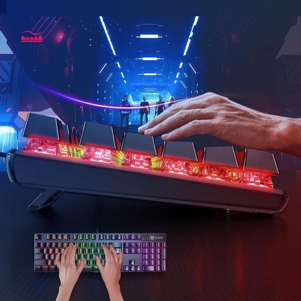 Игровая механическая клавиатура Onikuma G17 Pro, RGB подсветка, 104 клавиши, геймерская проводная USB клавиатура для ПК 748577 фото