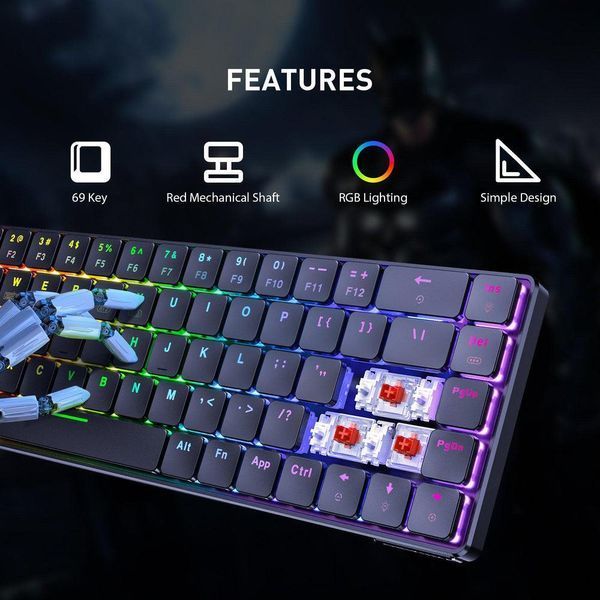 Беспроводная механическая клавиатура Onikuma G-19 с RGB подсветкой и Bluetooth для ПК и ноутбука Черный 4374877 фото